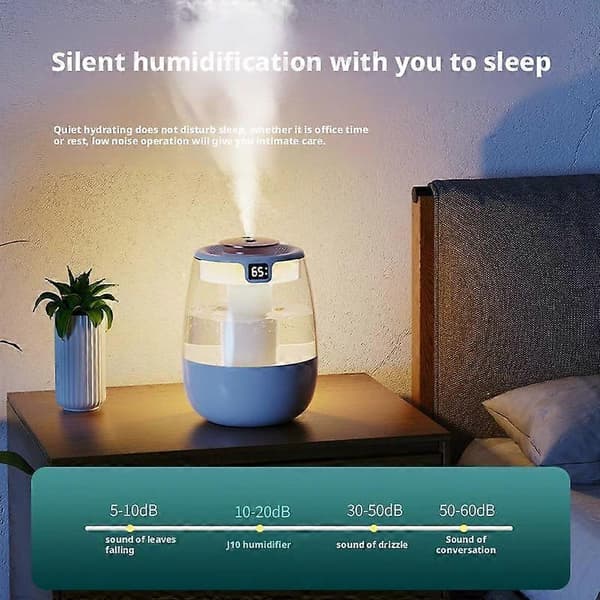 1300 ml USB-luftfuktare för sovrum Ultraljud kall dimma LED-luftfuktare White