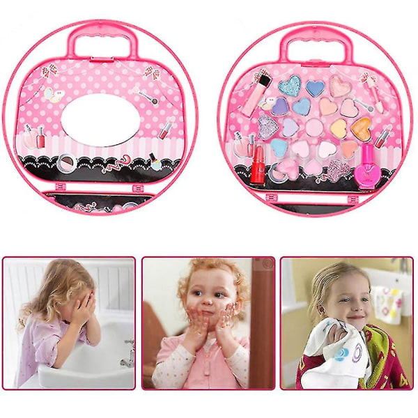 Prinsessleksaker Sminkverktyg Set Resväska Kosmetisk Set Flickor Låtsaslek Sminkleksaker Kit