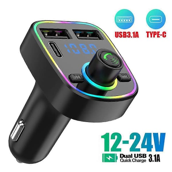 Bil MP3-afspiller Bluetooth FM-sender med dobbelt USB-opladning