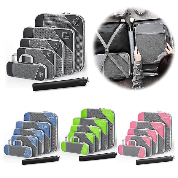 Kompressionspackkuber för resor - 600D Polyester Bagageorganisatörsset med dragkedja Gray