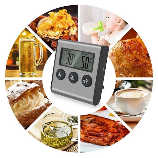 Digitalt kjøkkentermometer BBQ Ovn Kjøtt Grill Funksjon Varmemåler Hjemmebaking Husholdningsmatlaging T