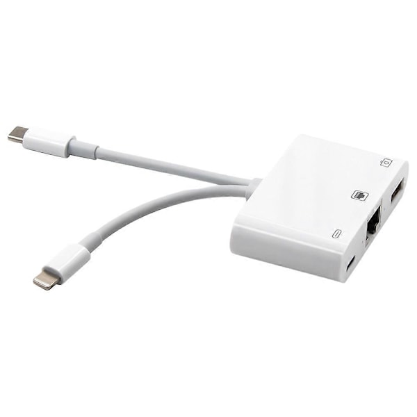 RJ45 Ethernet Adapter Nätverksadapter, med Laddningsport och USB-port, Plug and Play, 100Mbps Ethernet