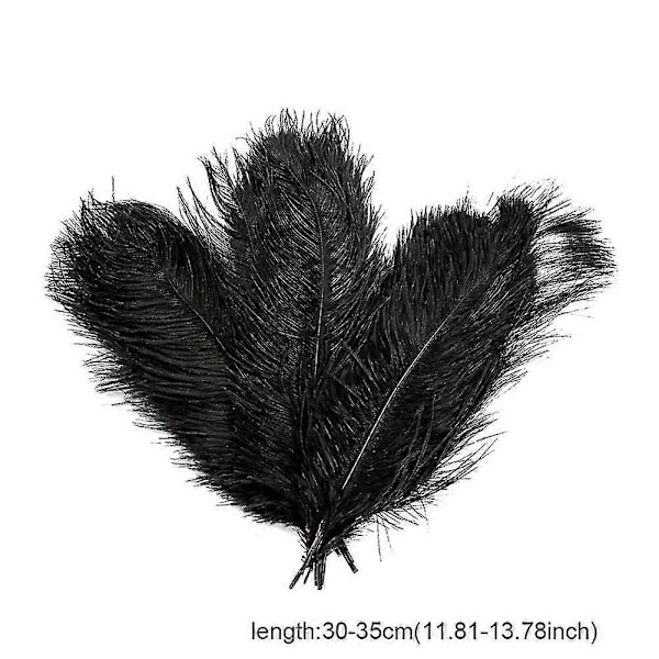 10 stk. Strudsefjer Plume Centerpiece Bryllupsfest Borddekoration 30-35cm Sort