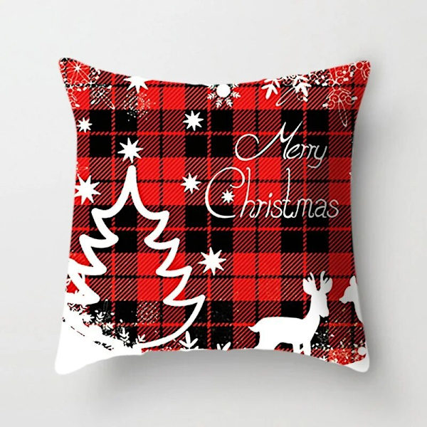 45x45cm Röd Vit Svart Rutig Jul Kuddfodral God Jul Ornament För Hemmet Jul Nyår 2023 Soffa Bil Kudde Överdrag Light Green