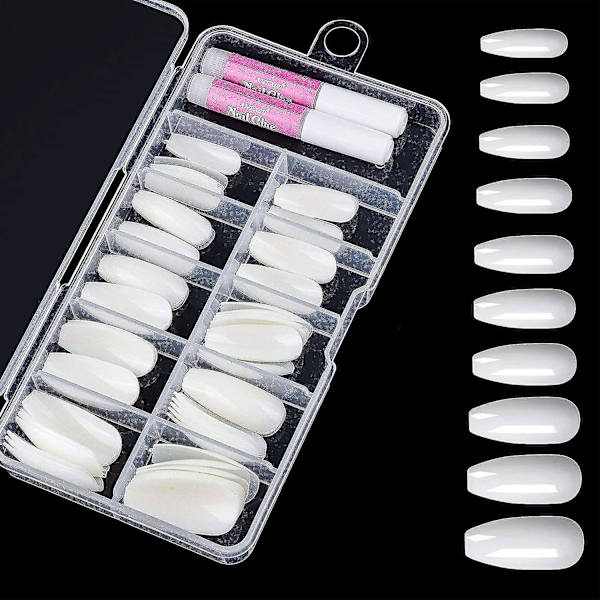 100 stk. Kunstige Negle Naturlig Klar Kunstig Fingernegl Tipper Transparent