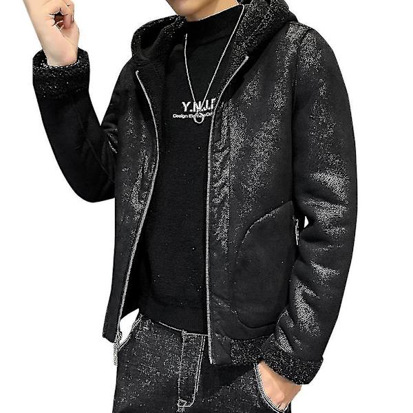 Herr Casual Vadderad Jacka med Huva Varm Enfärgad Jacka med Dragkedja XL