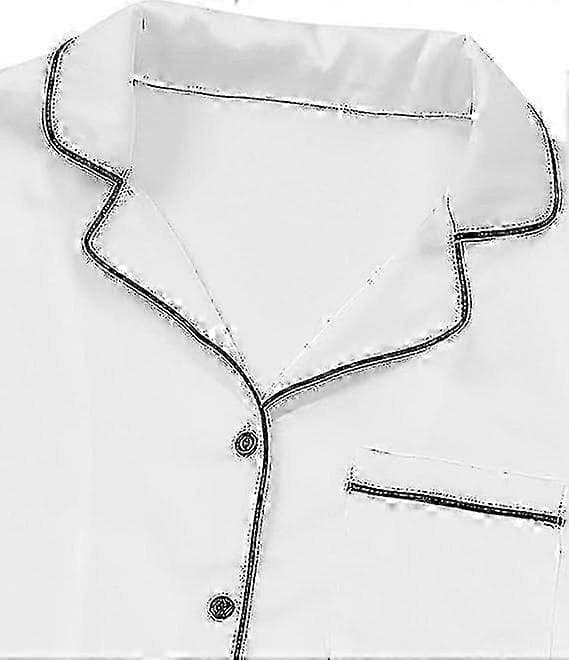 Sommerpyjamas til kvinder, pyjamassæt i silkesatin til kvinder White S