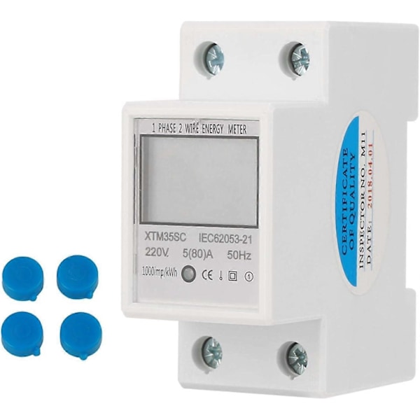 Digital Strømmåler 220V 5(80)A Enfas 2 Ledninger 2P Digital Elektrisk Strømmåler