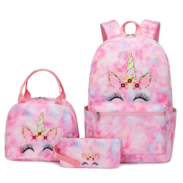 Unicorn Skolesekk for Barn Lett Vanntett Ryggsekksett for Studenter style 2