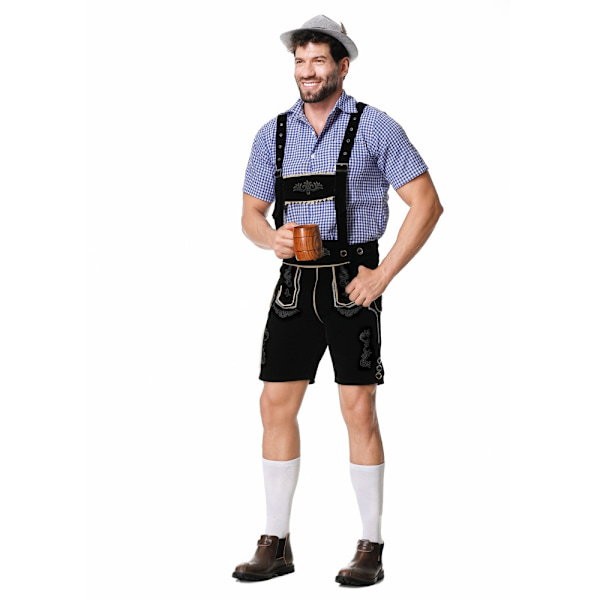 Tysk Oktoberfest-bekledning europeisk og amerikansk øl ekte skudd pluss størrelse kjeledress ølbekledning black M