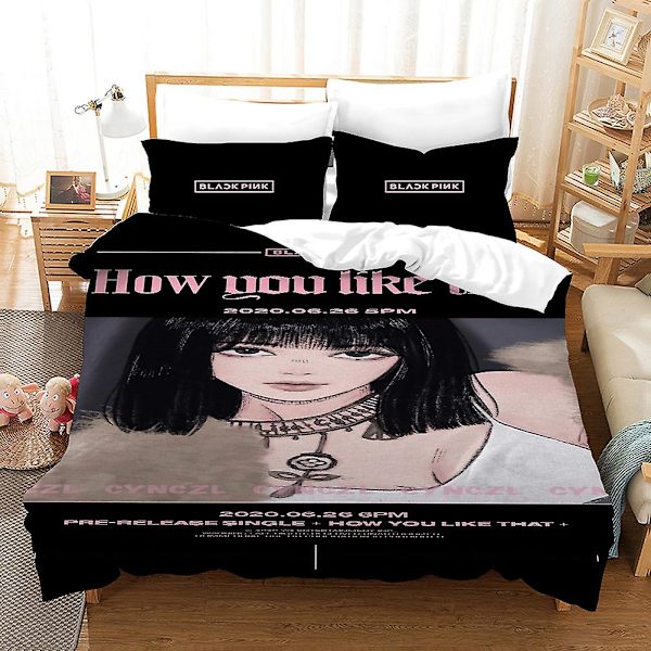 B16 Blackpink 3D-printet sengesett dynetrekk dynetrekk putetrekk barnegave AU single 140x210cm