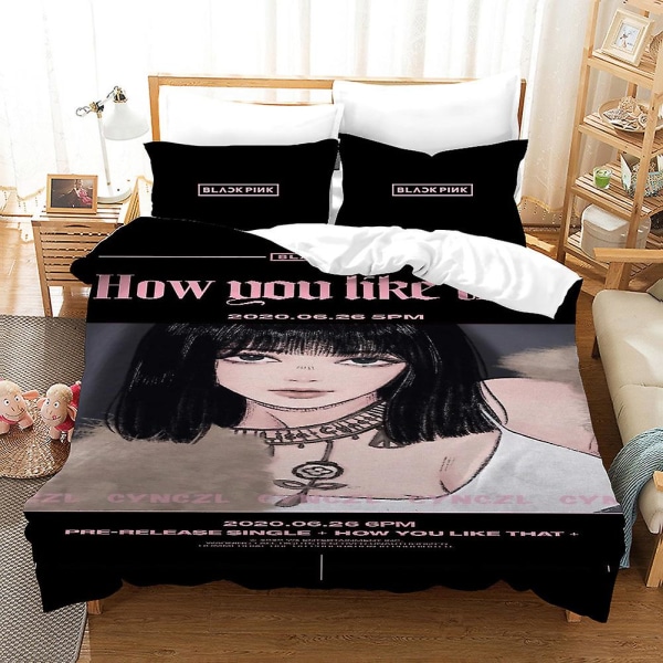 B16 Blackpink 3D-tryckt Sängklädesset Påslakan Örngott Barnpresent AU single 140x210cm