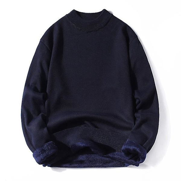 Talvi miesten fleece poolokauluspusero miehet 2022 uusi rento neule paksu poolopaita miesten merkki syksy kashmir O-kaula miesten topit Dark Blue O-Neck S