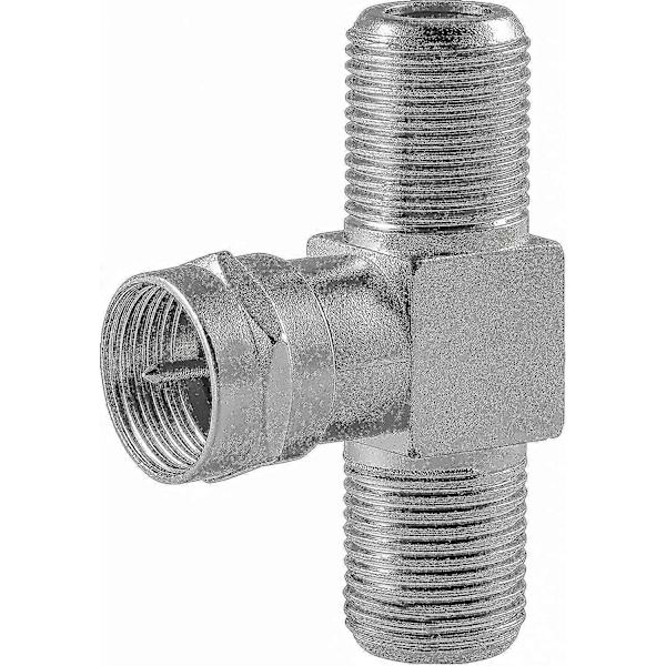 2x Koaxial T-delare För Sat-TV (2x Hona F-kontakt Till 1x Hane F-kontakt), F Antennsplitter Adapter För Koaxialkablar - Antennkabel (antennkoppling), C