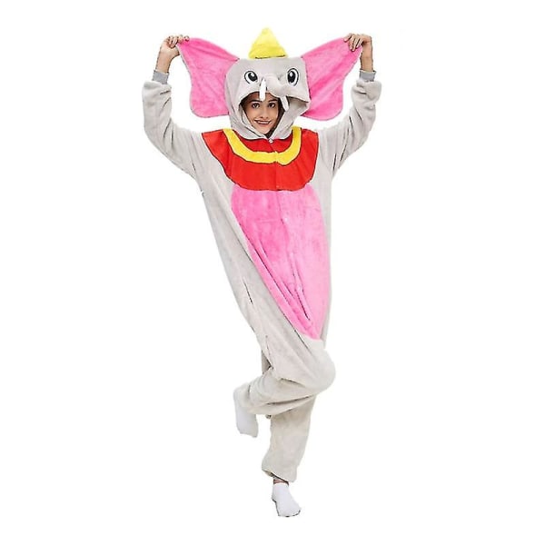 Cartoon Dumbo Onesie Voksen Elefant Anime One Piece Pyjamas Halloween kostymesett pink pajamas S