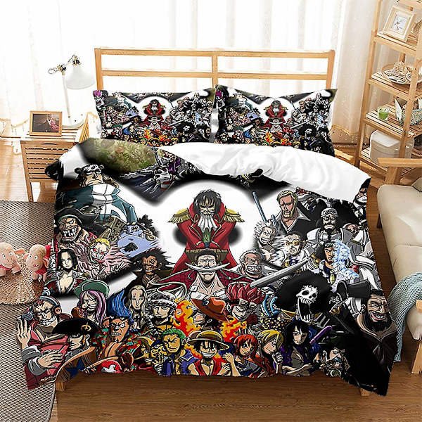 Anime One Piece 3D-printet sengesett dynetrekk dynetrekk putetrekk barnegave farge 3 US TWIN 173x218cm
