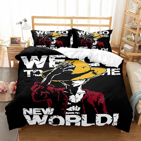 Anime One Piece 3D Printet Sengesæt Dynebetræk Quilt Betræk Pudebetræk Børne Gave Farve 1 AU QUEEN 210x210cm