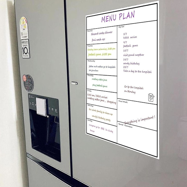 Magnetisk Whiteboard Kylskåp Mjuk Whiteboard Mobil Veckoplanerare