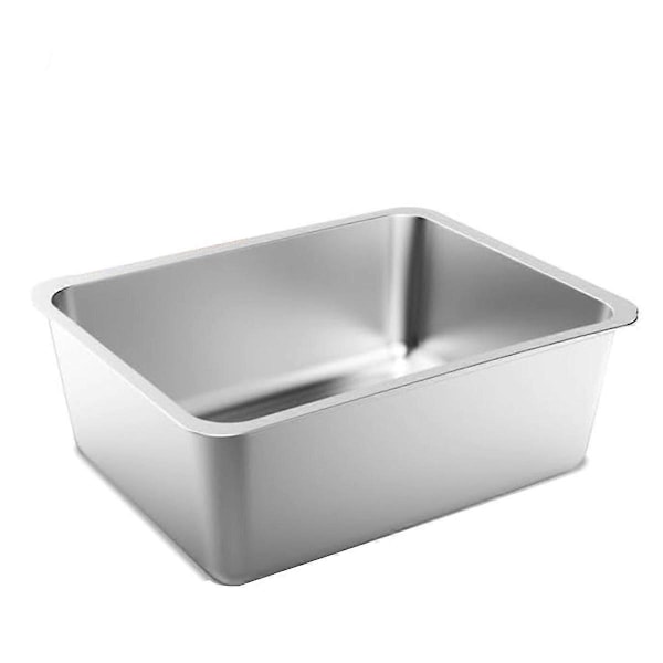 Rustfrit Stål Kattebakke, 17,5 X 13,5 X 6 Tommer, Lugtfri Kattebakke, Non-Stick, Nem at Rengøre