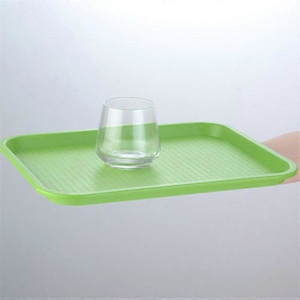45x35cm Rektangulär Snabbmatsbricka Hotell Restaurang PP Serveringsbricka, Storlek L (BPA-fri, Ej FDA-certifierad) Green