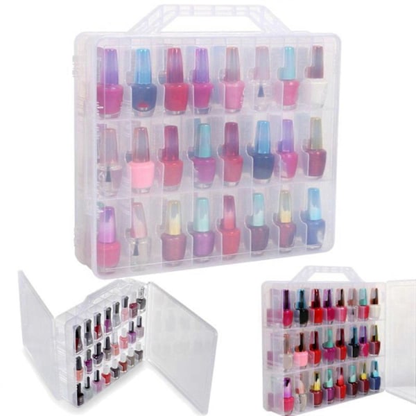 48 Fack 2 Lager Nagellacksorganiserare Bärbar Transparent Nageltillbehör Handarbete Förvaringslåda Justerbar