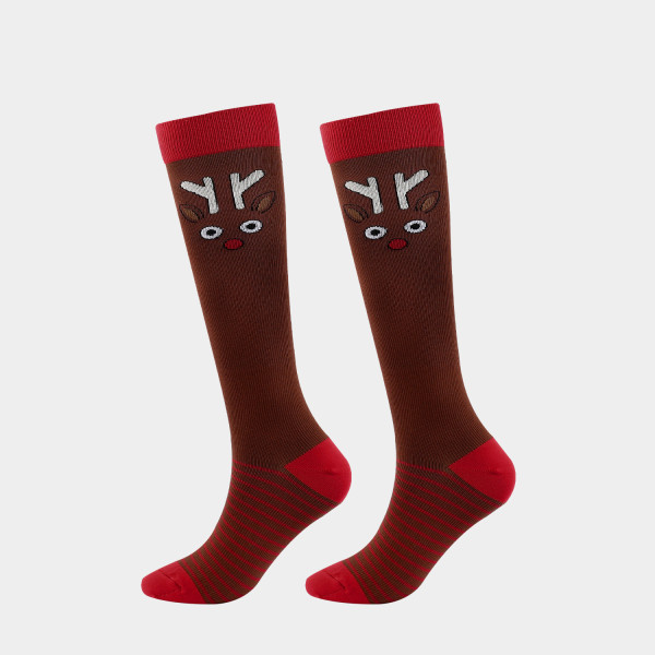 Julesokker Kompressionsstrømper Halloween Voksen Kompressionsstrømper Solid Elk L/XL