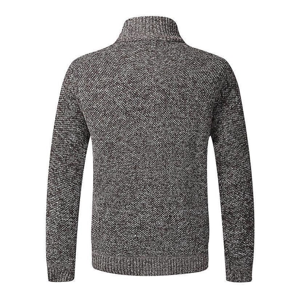 Efterår Vinter Varm Cardigan Herre Fleece Lynlås Sweatere Jakker Herre Slim Fit Strikket Sweaterfrakke Tyk Cardigan Sweater Frakke Herre Auburn China L