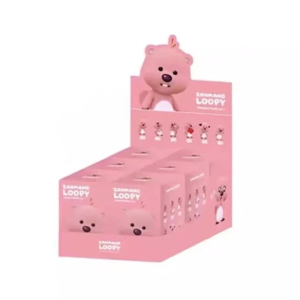 Korea Zanmang Loopy Mystery Blind Box Kawaii Pink Beaver 6,5cm PVC Toimintafiguuri Nukkelelut Söpö Loopy Huone Auton Sisustus Lasten Lahja 6pcs