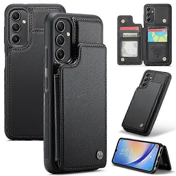 CASEME C22 Serie Kompatibel med Samsung Galaxy A54 5G Deksel RFID Lær+TPU Telefondeksel Black