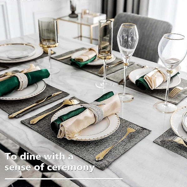 Placemats Set om 6 Vävda Bordstabletter för Matbord Lätt att Torka Rent Fläckbeständiga Bordstabletter