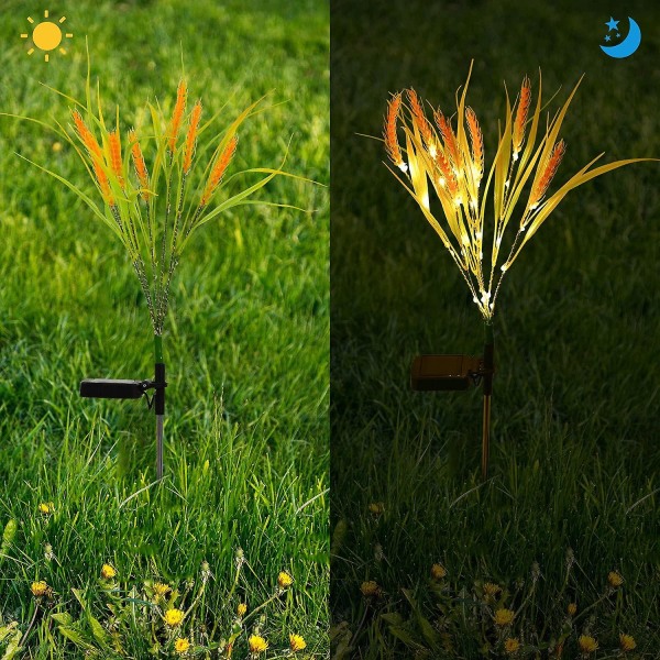 2-pack Simulation Veteax med 7 Solcellslampor utomhus, Solcellsdrivna Halmlampor, Solcellsträdgård Blomsterlampor Utomhus Dekorativa för Uteplats Trädgård Gräsmatta Gång