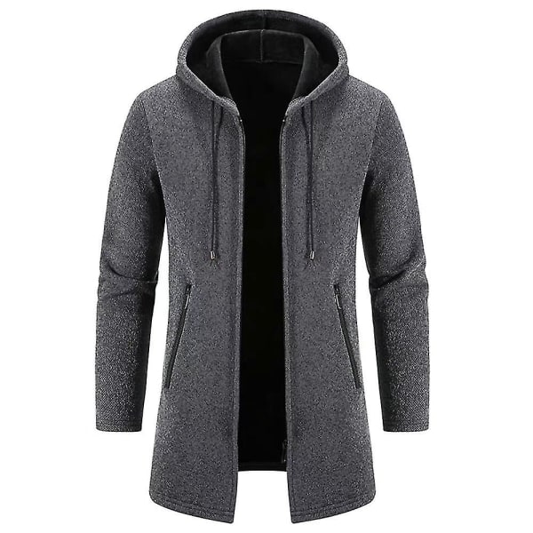 Miesten casual vetoketjullinen syksyn talvitakki hupullinen takki Dark Grey 2XL
