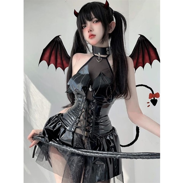 Tumma Noita Hollow Hihaton Jouluasu Demon Pelimekko Bändi Sexy Alusvaatteet Yhtenäinen Halloween-asu Naisille 1327 Below 90kg