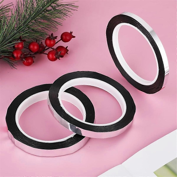 3 stk. Solid Folie Washi Tape, Dekorativ Selvklebende Maskeringstape Metallisk Speiltapet for Veggdekor Gr