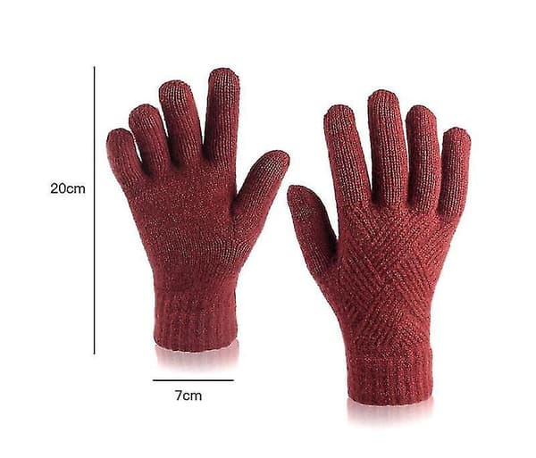 Dame Vinter Varme Strikkede Hel Fingerhansker Menn Solid Ull Touch Screen S-xl Style4
