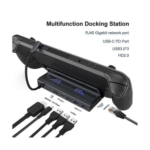 For Deck Dock Stasjon Base Hub Holder Dokking Multifunksjonell Video Konvertering for SteamDeck Spill