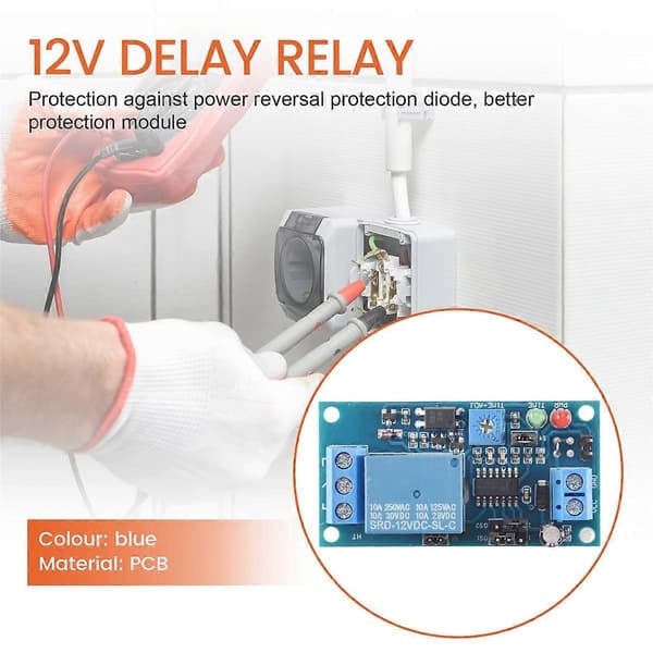 12V DC Fördröjningsrelä Fördröjd På/Fördröjd Av-brytare Modul med Timer