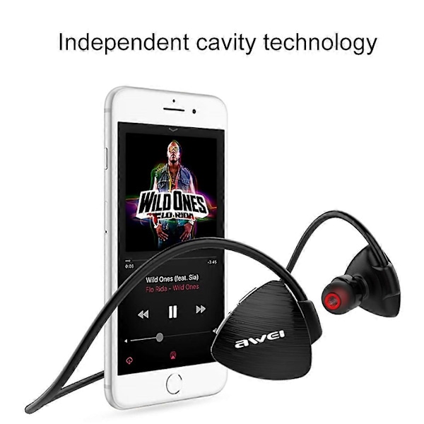 awei A847BL Ulkoiluun IPX4 Vedenkestävä Hienkestävä Muodikas Niskalenkillä Varustettu Stereo Bluetooth -kuuloke (Musta)