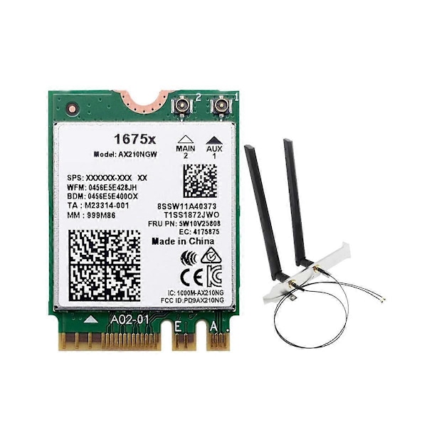 Til 1675X WiFi-kort+8DB Antenne Kit AX210NGW AX1675X Wi-Fi 6E 2.4G 5G 6G 5374Mbps BT 5.2 M.2 NGFF W