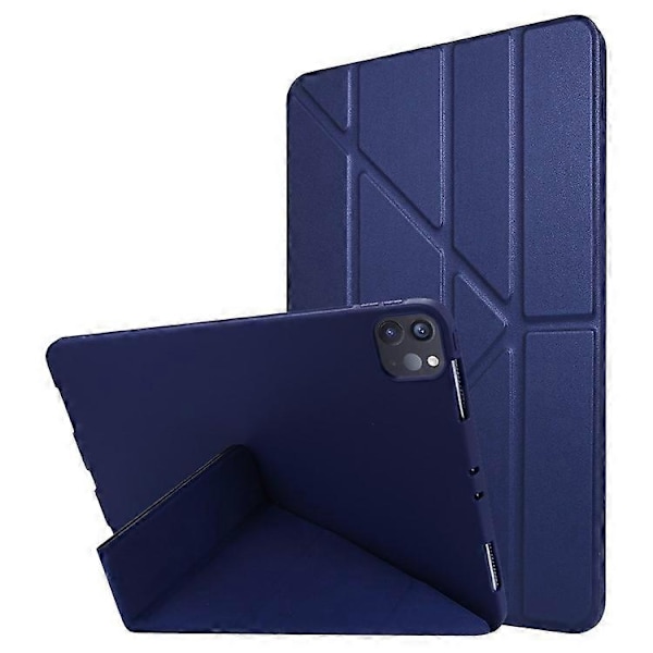 Kompatibelt Fodral för iPad Pro 13 (2024) Origami Ställ PU Läder+Silikon Tablet Skydd DarkBlue