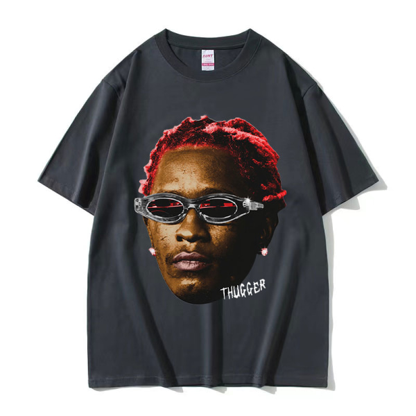 Rapper Young Thug Thugger Rød Vintage Grafisk T-shirt Mænd Kvinder Hip Hop Street Tee Blue M