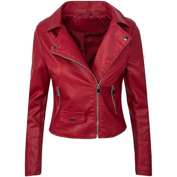 Dame Mote Langermet Reverskrage Casual Formell Skinnjakke red L