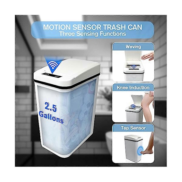 Automatisk Beröringsfri Badrumspapperskorg med Lock Vit Smal Smal Plast Smart Rörelsesensor