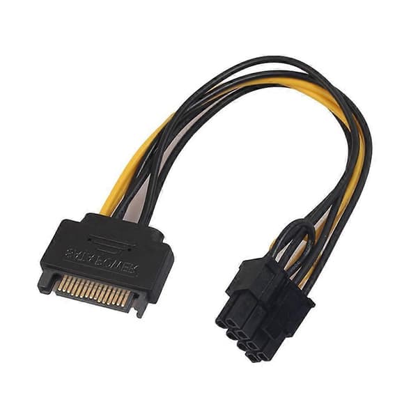 SATA 15 pin Han til 8 pin 6+2 PCI-Express PCIe Video - Strøm
