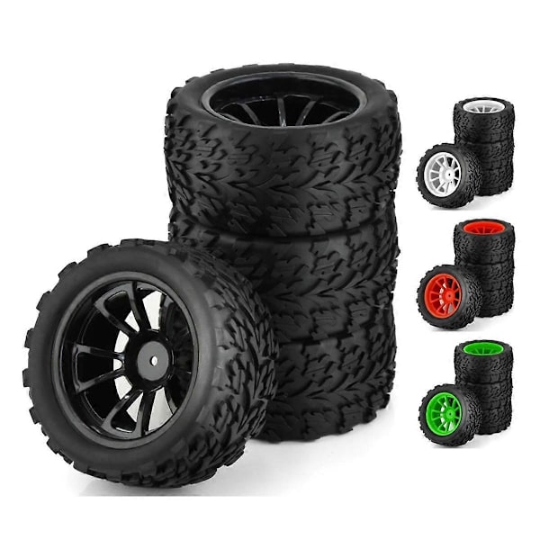 4 stk. 118MM 1/10 RC Dekk Hjul Skuminnlegg 12mm Hex for Arrma Redcat, Gul