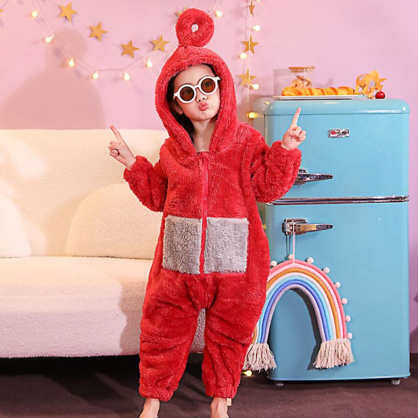 Vuxen Barn Vinter Flanell Pyjamas Onesies Söta Teletubbies Pyjamas Jul Pijamas Föräldra-barn Outfits Bebisar Anime Cosplay Red aldult M
