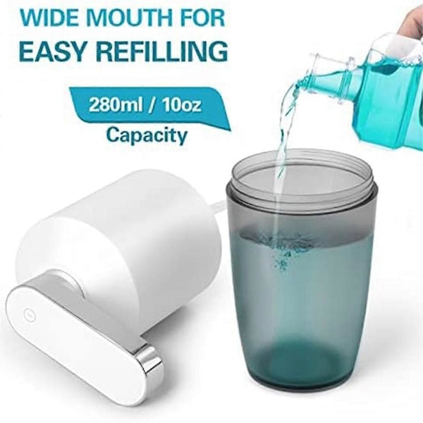 Automatisk mundskyl dispenser, genopladelig bærbar mundskyl dispenser pumpe beholder flaske 280 ml/9,47 oz
