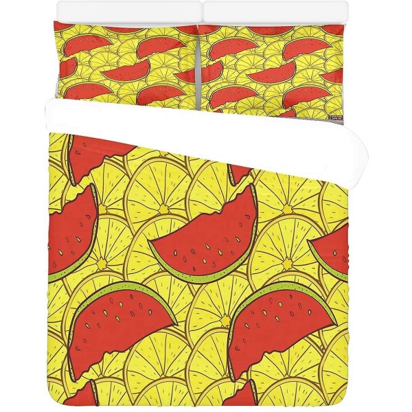 3 delar sängkläder set vattenmelon citron cover med 2 örngott för hem sängar rum dekoration