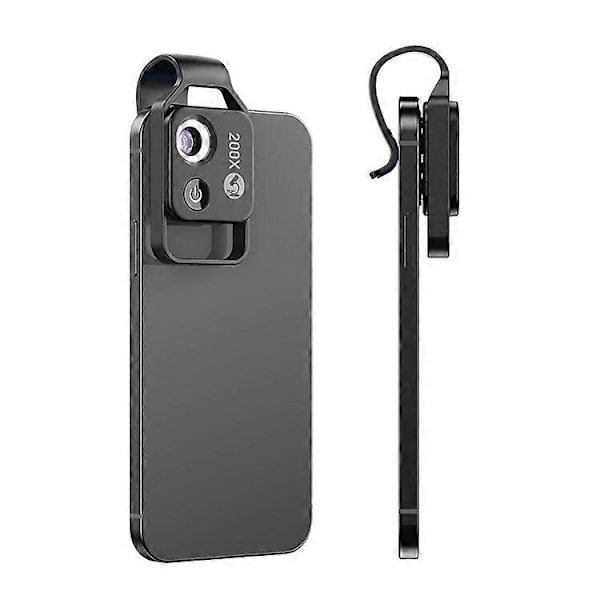APEXEL APL-MS002CWH 200X Mobiltelefon HD CPL Makroobjektiv Mikroskop med LED-lys Black