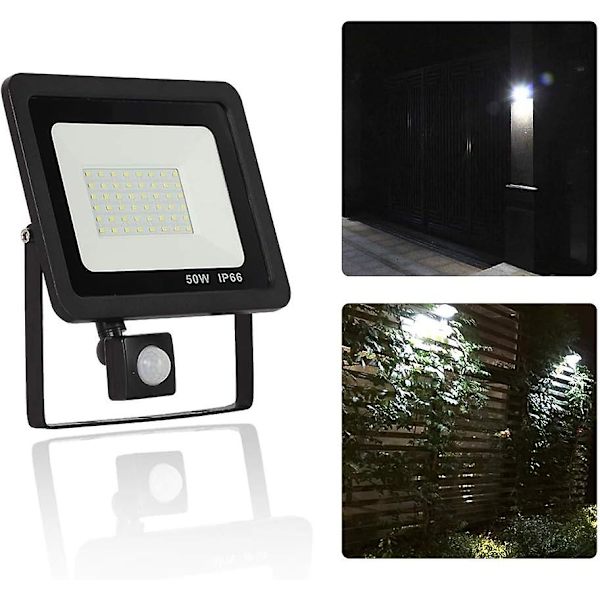 Liiketunnistimella varustettu LED-valonheitin 50W ulkokäyttöön, 220V vedenpitävä LED-kohdevalo puutarhan seinälle